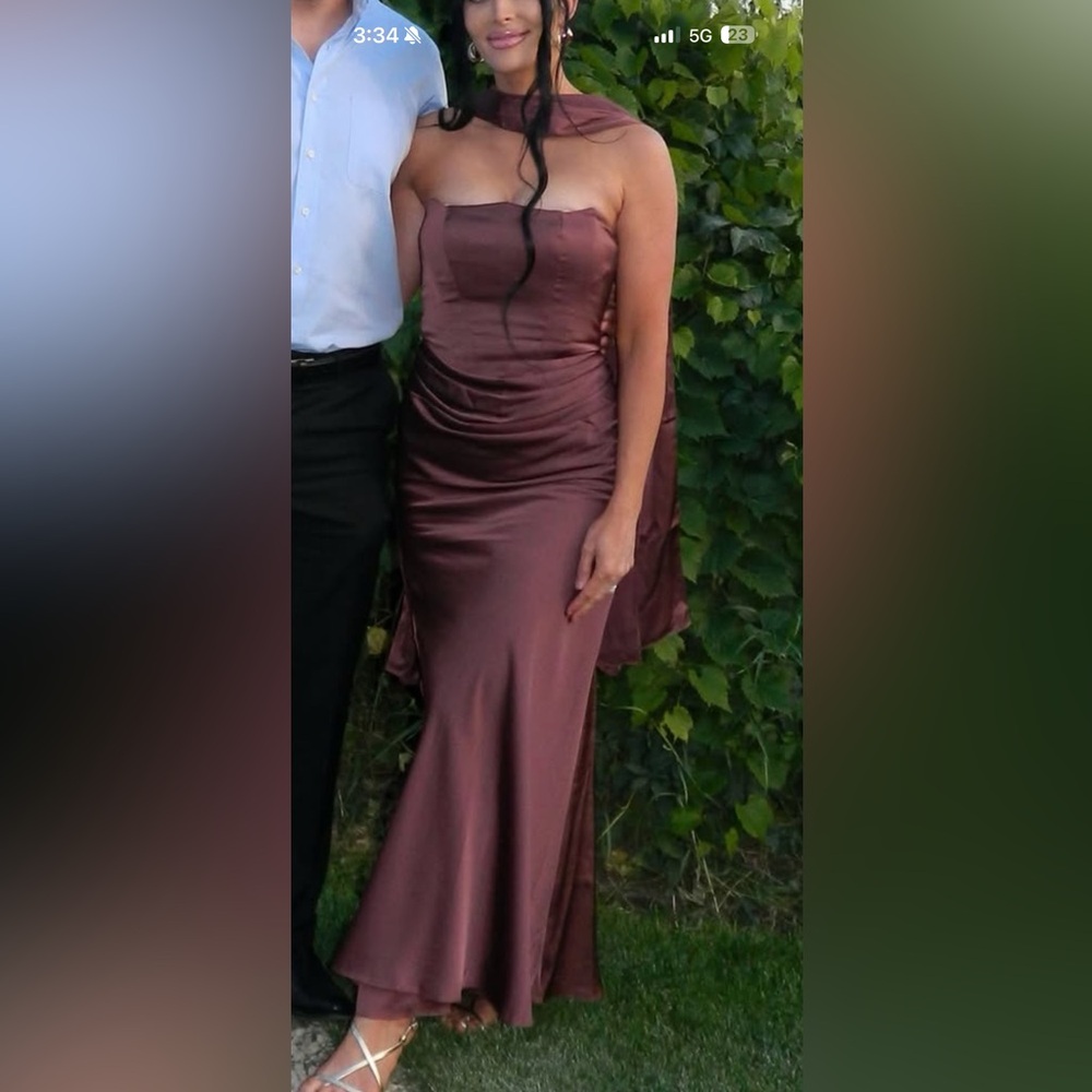 Azazie Brown Maxi Dress